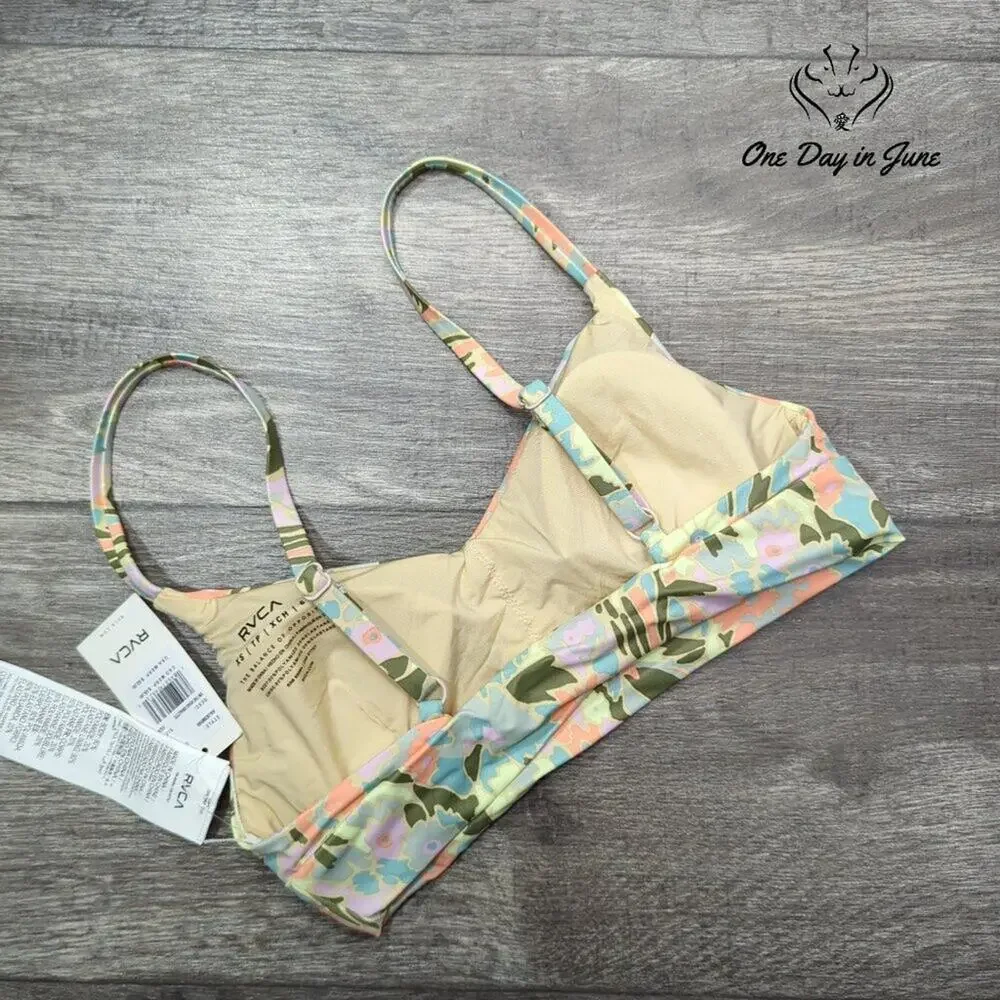 RVCA On The Road Bralette Bikini Top Floral Adjustable NWT $52 Size XS